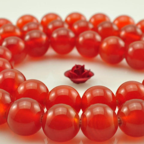 YesBeads Natural Carnelian smooth round beads red gemstone wholesale jewelry 4mm-12mm 15"