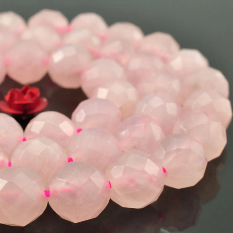YesBeads Rose Quartz faceted round loose beads wholesale gemstone jewelry making 15"