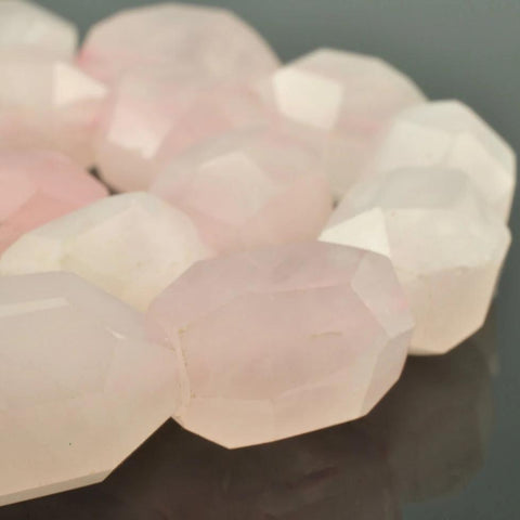 YesBeads 15 inches of Natural Rose Quartz faceted nugget beads in 14-16mmx16-19mm