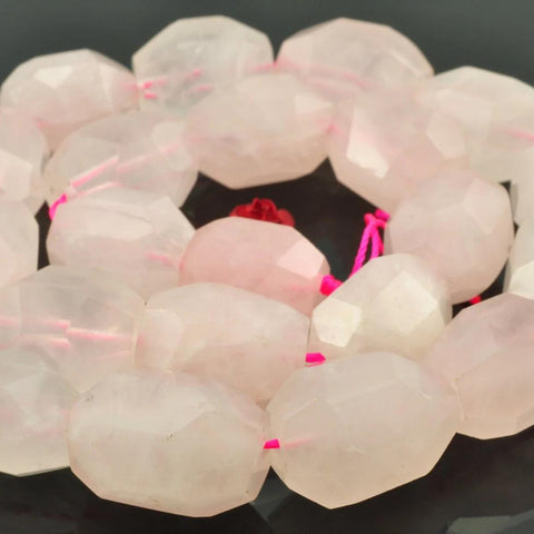 YesBeads 15 inches of Natural Rose Quartz faceted nugget beads in 14-16mmx16-19mm
