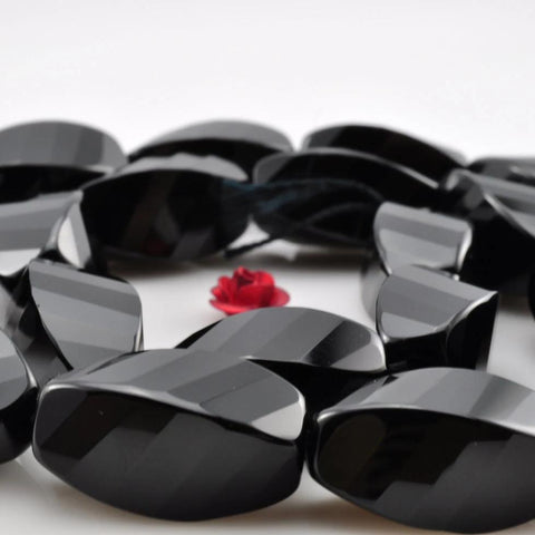 20 pcs of Black Onyx faceted twist beads in 10x20mm
