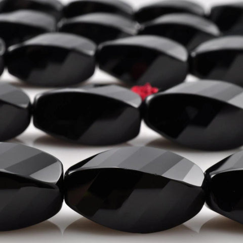 20 pcs of Black Onyx faceted twist beads in 10x20mm