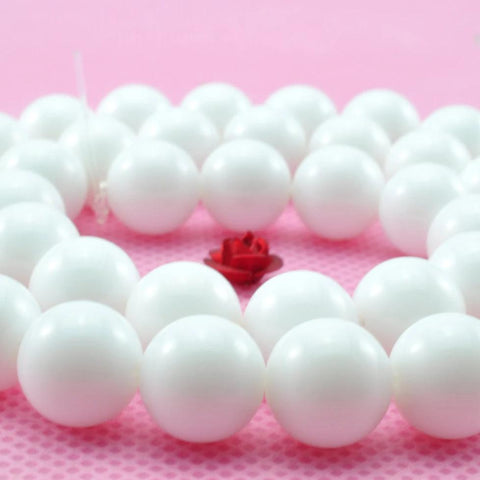 YesBeads White Ceramic smooth round loose beads wholesale gemstone jewelry making 15"