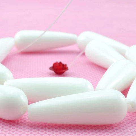 YesBeads 13 pcs of Ceramic smooth teardrop beads in 10x30mm