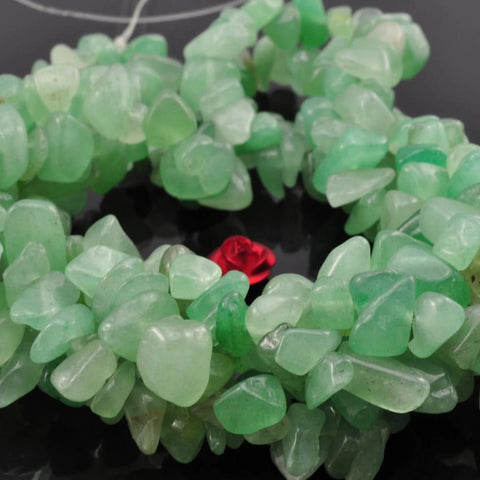35 inches of Natural Aventurine smooth chips beads in 5-9mm