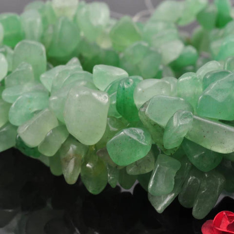 35 inches of Natural Aventurine smooth chips beads in 5-9mm