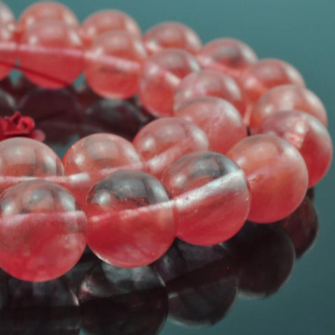 37 pcs of Natural Red Cherry quartz smooth round beads in 10mm