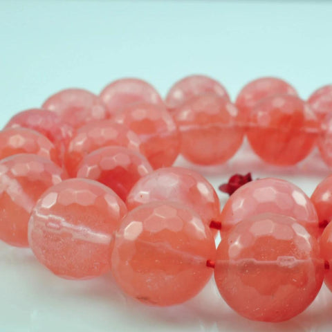 27 pcs of Cherry quartz faceted round beads in 14mm