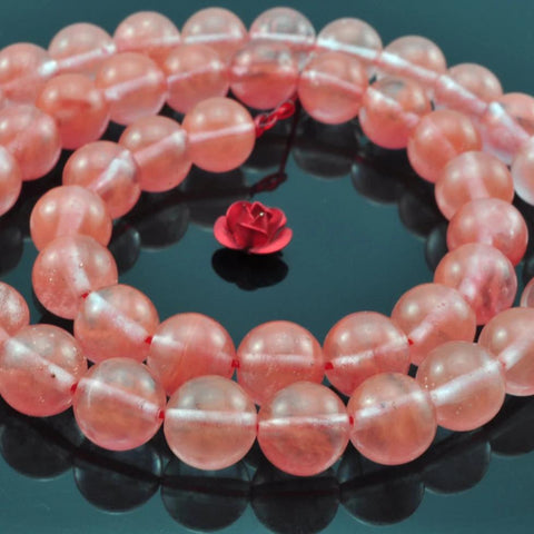 47 pcs of Cherry quartz smooth round beads in 8mm