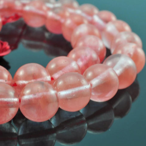 47 pcs of Cherry quartz smooth round beads in 8mm