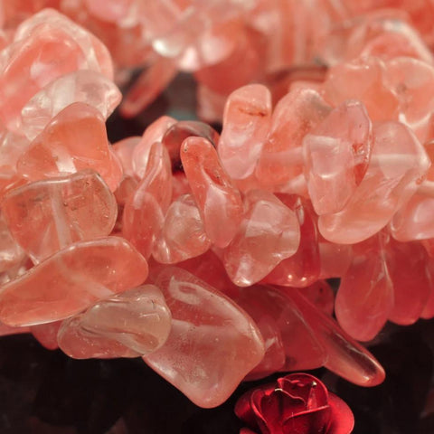 35 inches of cherry quartz smooth nugget beads in 5-9mm