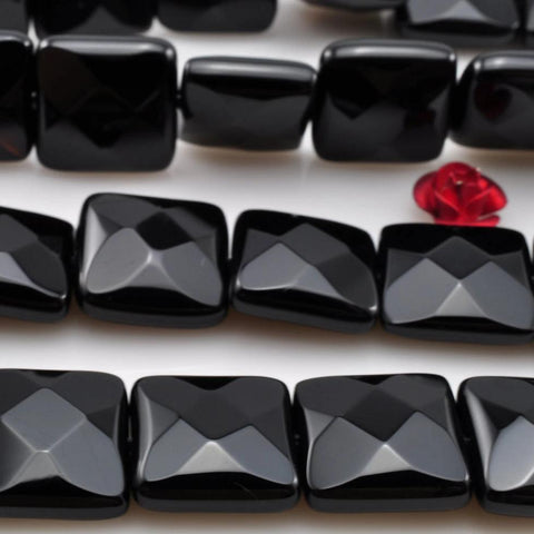 Black Onyx faceted square beads loose gemstone wholesale jewelry bracelet making stuff
