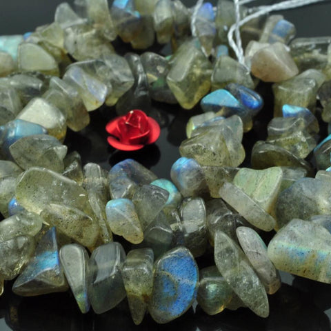 YesBeads 16 inches of Natural Labradorite smooth chips beads in 4-12mm