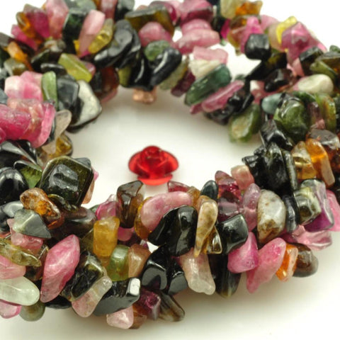 35 inches of Tourmaline smooth chips beads in 5-10mm