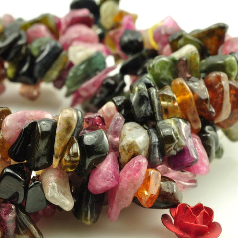 35 inches of Tourmaline smooth chips beads in 5-10mm