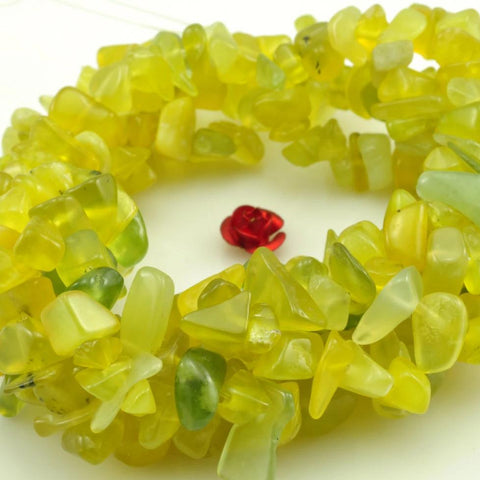 35 inches of Natural Korean Jade smooth chips beads in 5-10mm