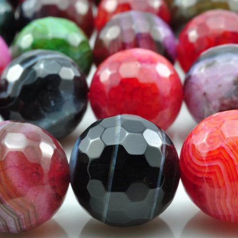 28 pcs of Rainbow Agate faceted round beads in 14mm