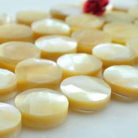 37 pcs of MOP faceted flat coin beads in 10mm
