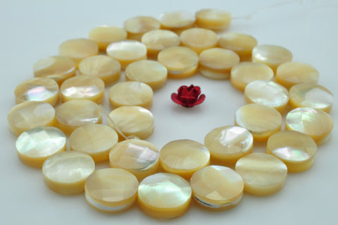 37 pcs of MOP faceted flat coin beads in 10mm