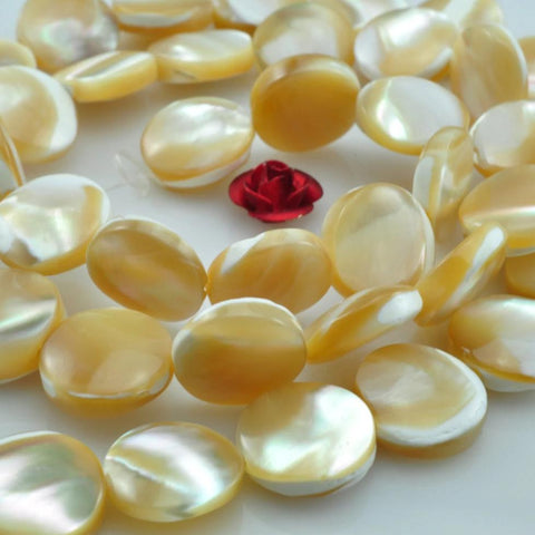 38 pcs of MOP smooth flat coin beads in 10mm