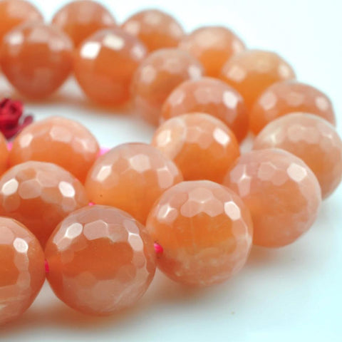A grade-39 pcs of Sunstone faceted round beads in 10mm