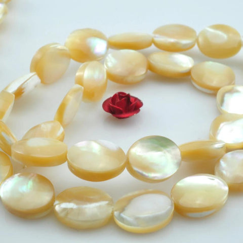 36 pcs of MOP smooth flat oval beads in 8X10mm