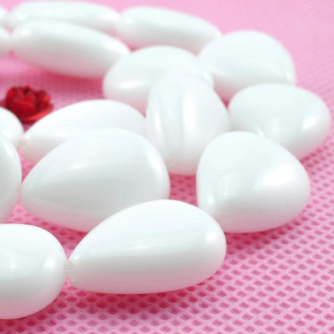 YesBeads White Ceramic smooth teardrop beads wholesale gemstone jewelry making
