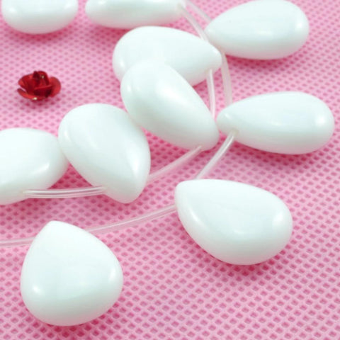 White Ceramic smooth teardrop beads wholesale gemstone making jewelry earings diy