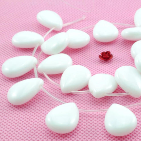 White Ceramic smooth teardrop beads wholesale gemstone making jewelry earings diy