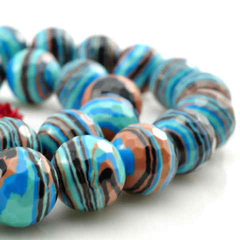 39 pcs of Blue Malachite faceted round beads in 10mm