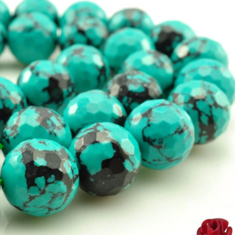 39 pcs of Chinese Turquoise faceted round beads in 10mm