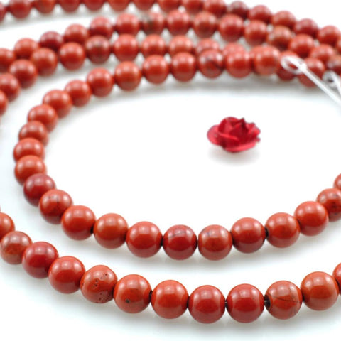 93 pcs of Red Jasper smooth round beads in 4mm
