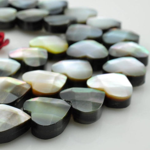 YesBeads Black Shell faceted heart beads wholesale gemstone jewelry making