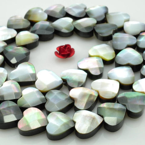 YesBeads Black Shell faceted heart beads wholesale gemstone jewelry making