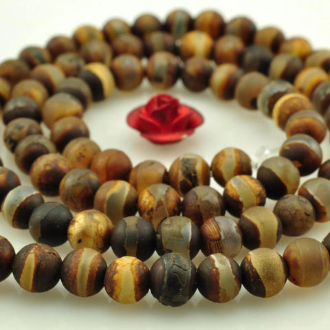89 pcs of Matte Agate turtleback round beads in 4mm