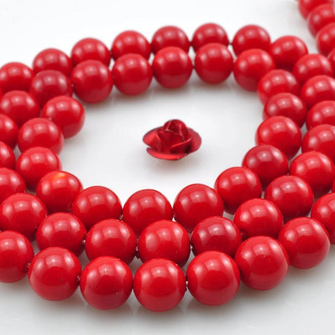 64 pcs of Solid color Shell Pearl smoothround beads in 6mm