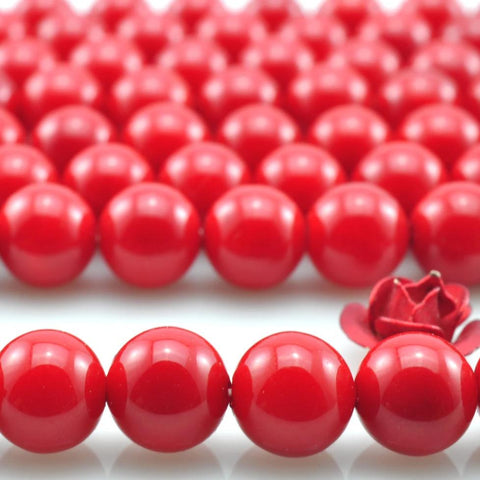 64 pcs of Solid color Shell Pearl smoothround beads in 6mm