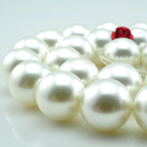 YesBeads Solid color Shell Pearl smooth round beads wholesale jewelry making 6mm -16mm 15"