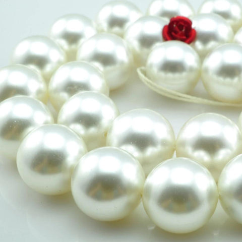 YesBeads Solid color Shell Pearl smooth round beads wholesale jewelry making 6mm -16mm 15"