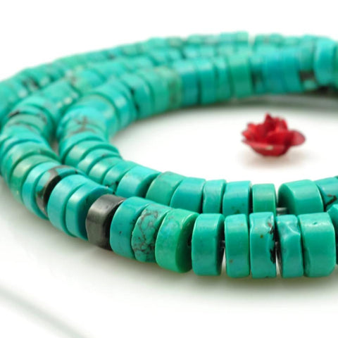 YesBeads 15 inches of Turquoise smooth wheel beads in 3X6mm