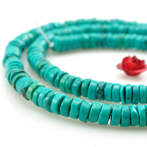 YesBeads 15 inches of Turquoise smooth wheel beads in 2X4mm