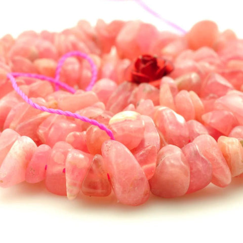 YesBeads 15 inches of Rhodochrosite smooth chips beads in 5-9mm