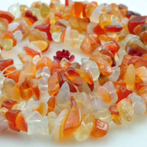 35 inches of Natural Red Agate smooth chips beads in 5-10mm