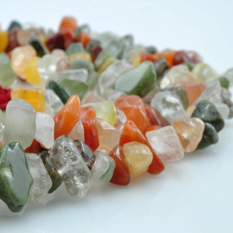 35 inches of Natural mixed color stone smooth chips beads in 5-10mm