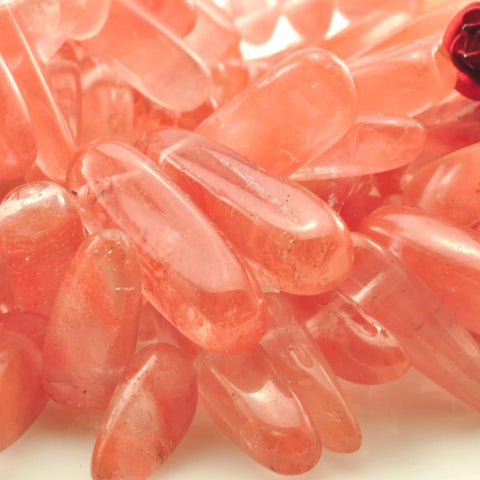 YesBeads 15.5 inches of Natural Cherry Quartz smooth stick beads in 6X12mm-6X23mm