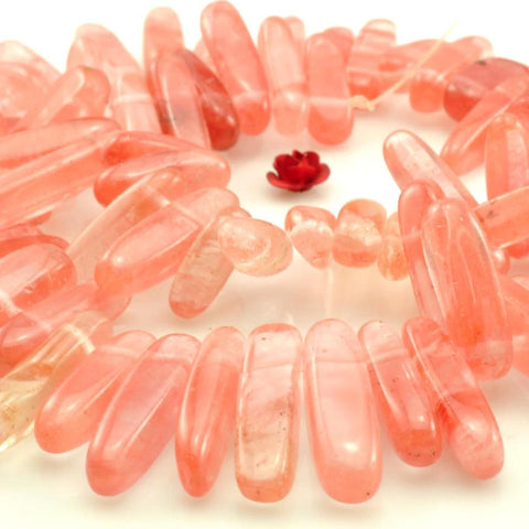 YesBeads 15.5 inches of Natural Cherry Quartz smooth stick beads in 6X12mm-6X23mm