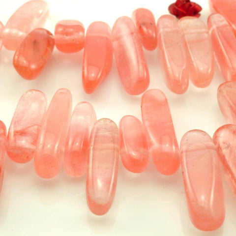 YesBeads 15.5 inches of Natural Cherry Quartz smooth stick beads in 6X12mm-6X23mm