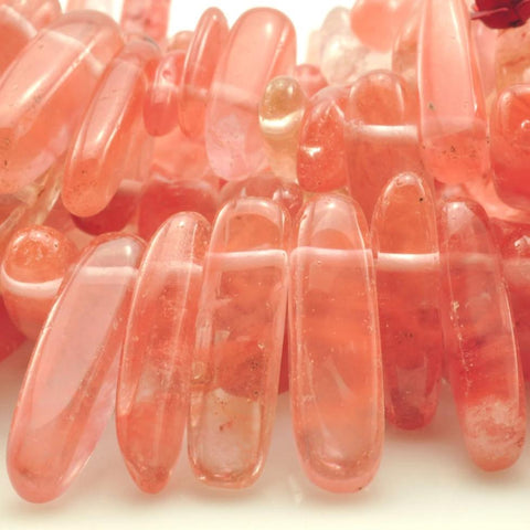 YesBeads 15.5 inches of Natural Cherry Quartz smooth stick beads in 6X12mm-6X23mm