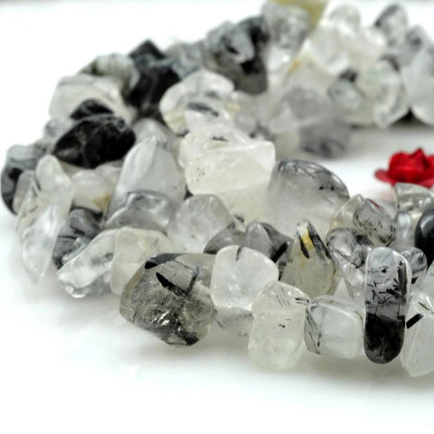 35 inches of Black Rutilated Quartz smooth hips beads in 5-10mm