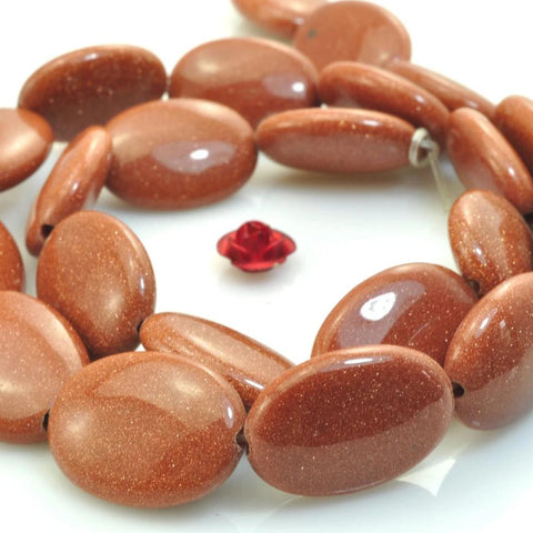 21 pcs of Gold and Stone smooth oval beads in 13X18mm